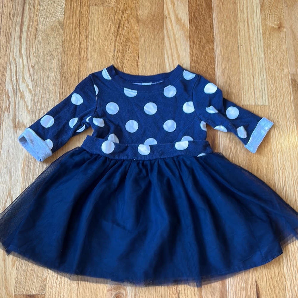 Navy polka dot tulle dress size 18-25 month